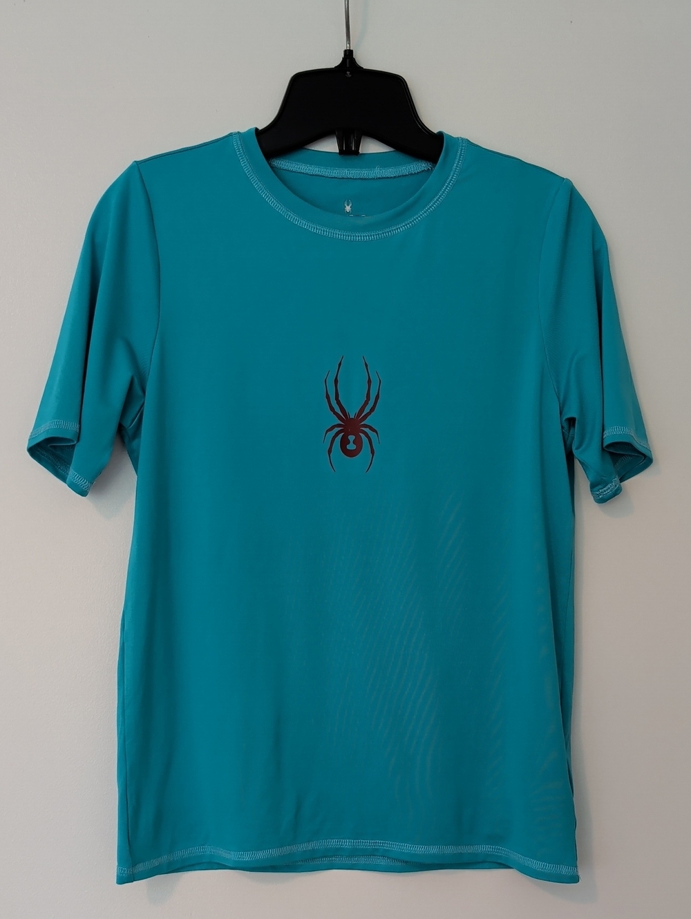 Spyder Boy Teal Short Sleeve Performance Tee with Spider Emblem